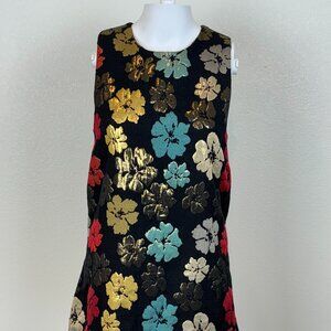 Cooperative Black Sheath Dress‎ Size S Floral Open Back Metallic Cocktail NWT